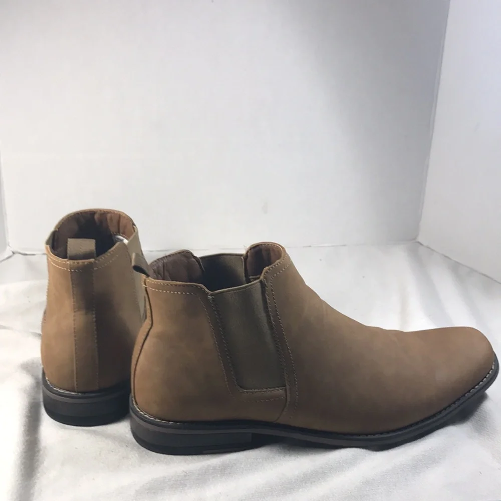 Perry Ellis Men's Tan Chris Vegan Pull On Chelsea Ankle Comfort Boots